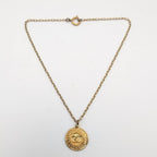 Chanel CC Logo Gold Necklace Round Pendant First Era Vintage — view 6