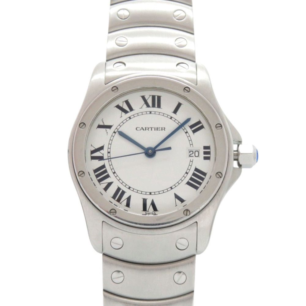 Cartier Santos Rondo SS White Dial Silver Quartz Watch