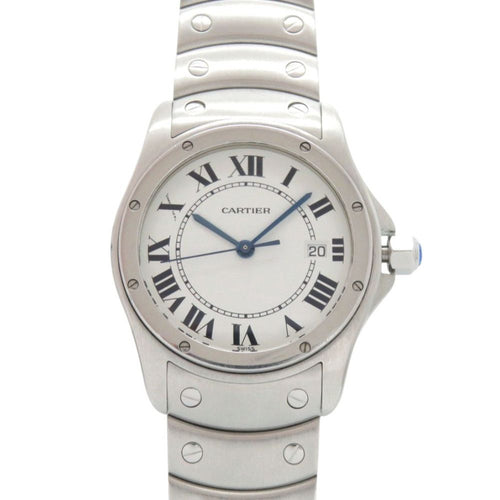 Cartier Santos Rondo SS White Dial Silver Quartz Watch