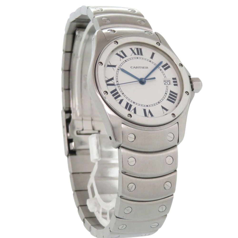 Cartier Santos Rondo SS White Dial Silver Quartz Watch — view 6