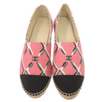 Chanel Espadrilles CC Logo 38 Canvas Hemp Pink Black Flat Shoes Slip on — view 2