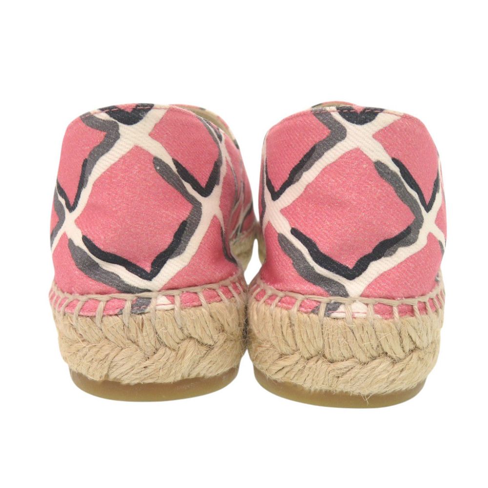 Chanel Espadrilles CC Logo 38 Canvas Hemp Pink Black Flat Shoes Slip on — view 3