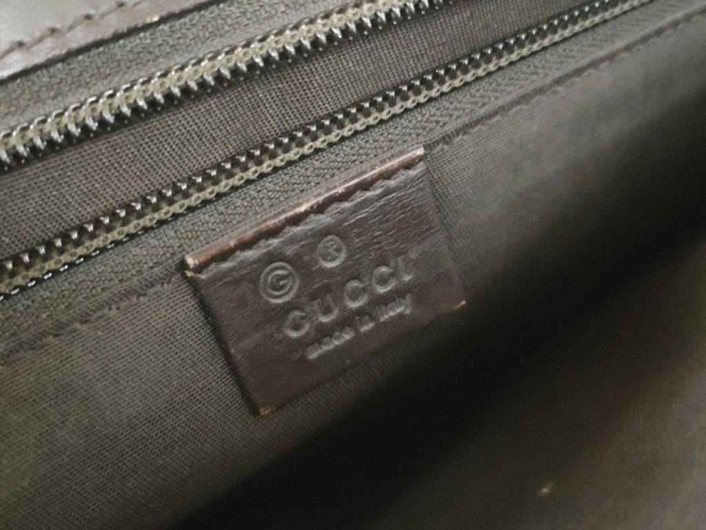 Gucci Business Bag Brown Leather 2-Way Silver — view 9