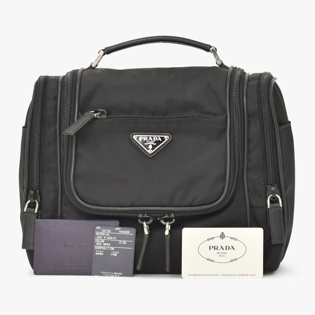 Prada Re-Nylon Travel Bag Carry on Pouch Nylon Saffiano Leather Triangle Logo