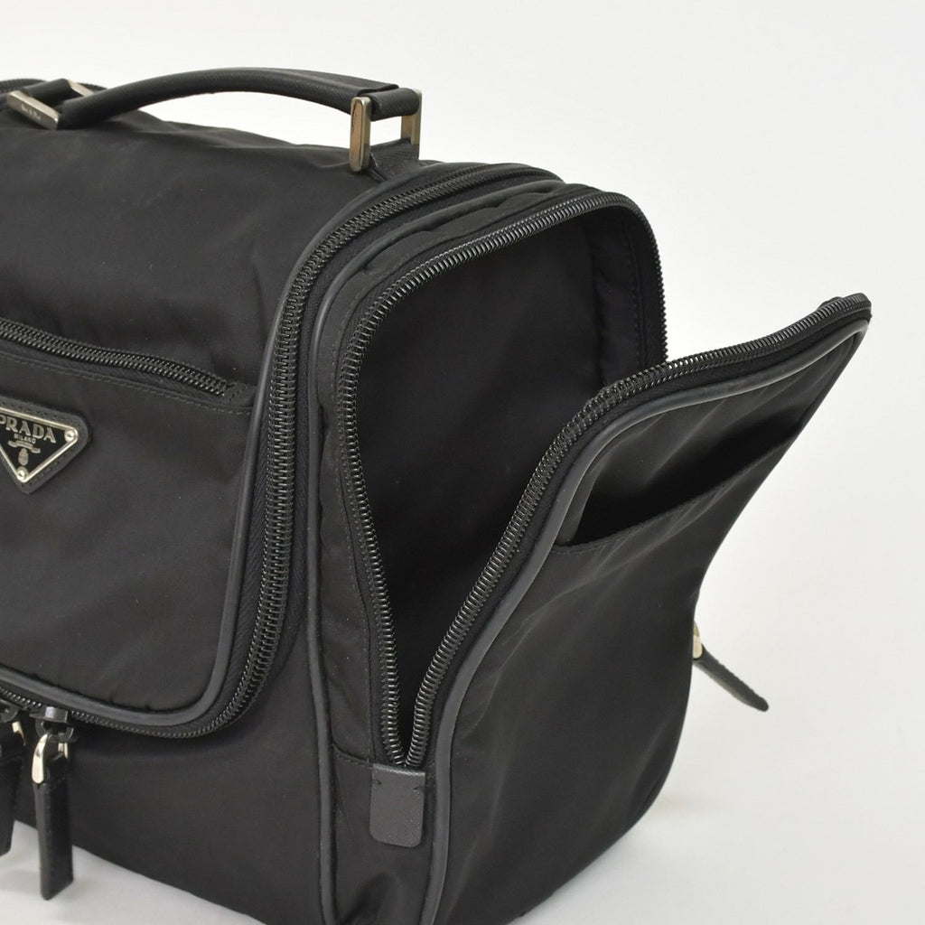 Prada Re-Nylon Travel Bag Carry on Pouch Nylon Saffiano Leather Triangle Logo — view 7