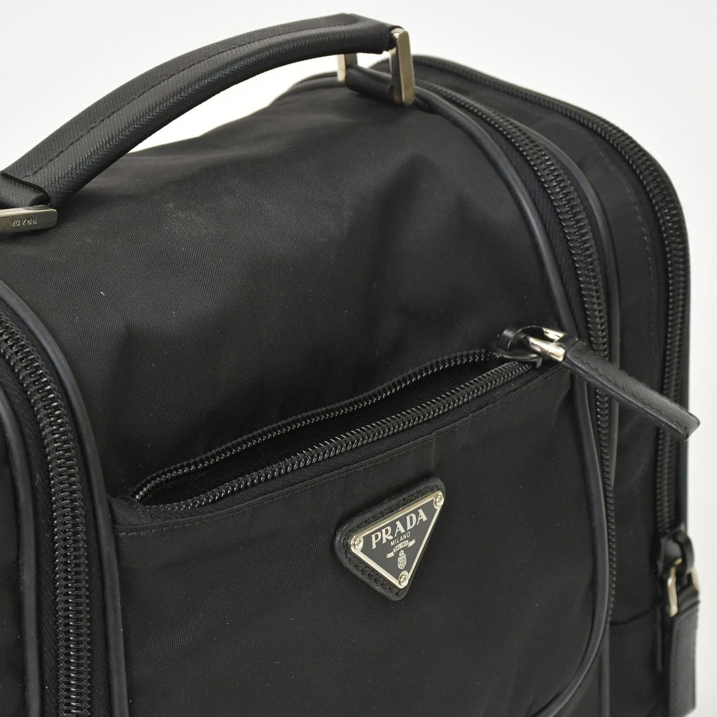 Prada Re-Nylon Travel Bag Carry on Pouch Nylon Saffiano Leather Triangle Logo — view 6