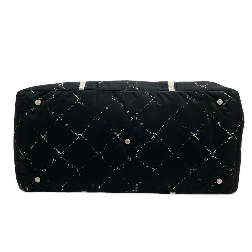Chanel Boston Bag Vintage Travel Line Black White Silver No Lock — view 5