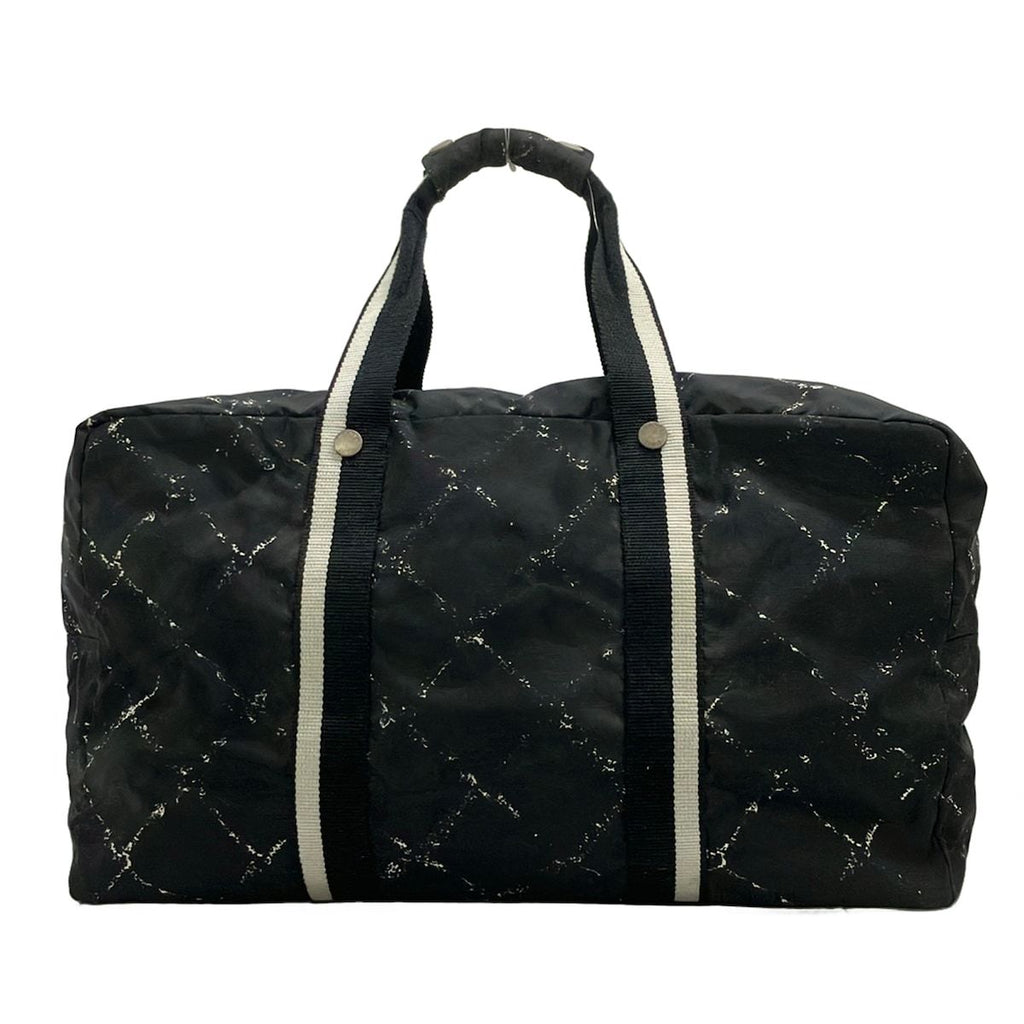 Chanel Boston Bag Vintage Travel Line Black White Silver No Lock — view 3