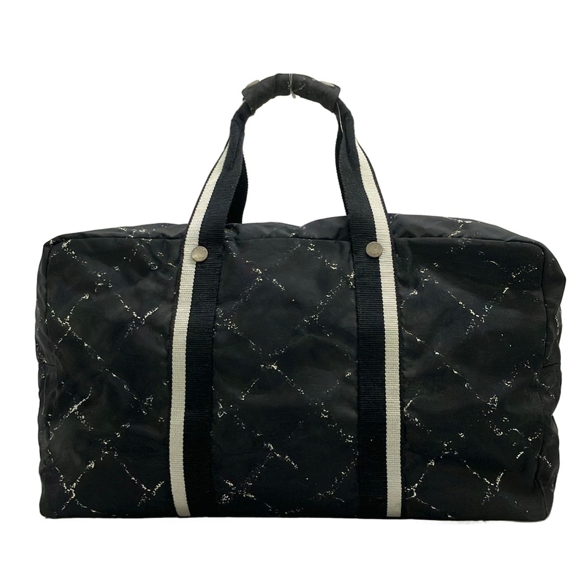 Chanel Boston Bag Vintage Travel Line Black White Silver No Lock — view 3