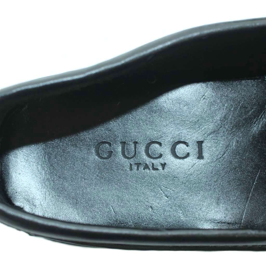 Gucci Loafers Leather Horsebit Square Toe Logo 6.5 Black — view 7