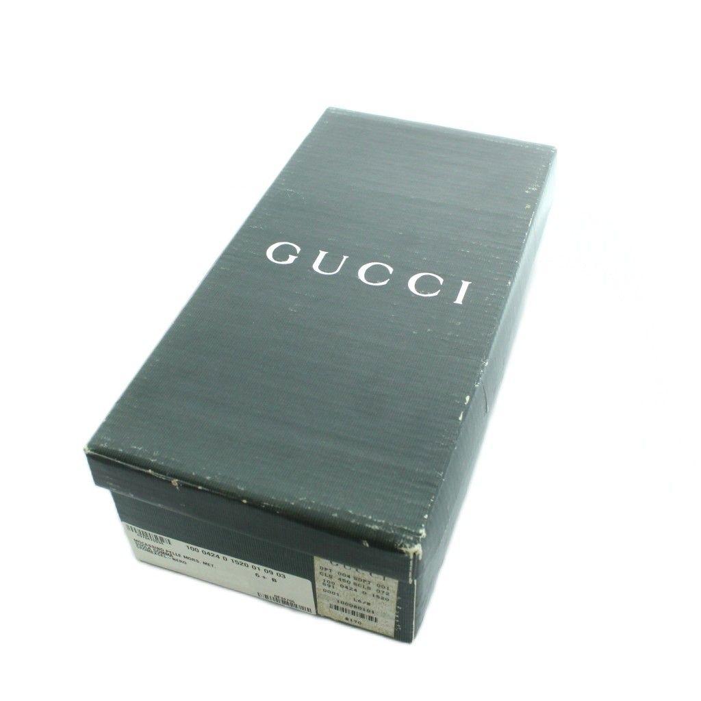 Gucci Loafers Leather Horsebit Square Toe Logo 6.5 Black — view 8