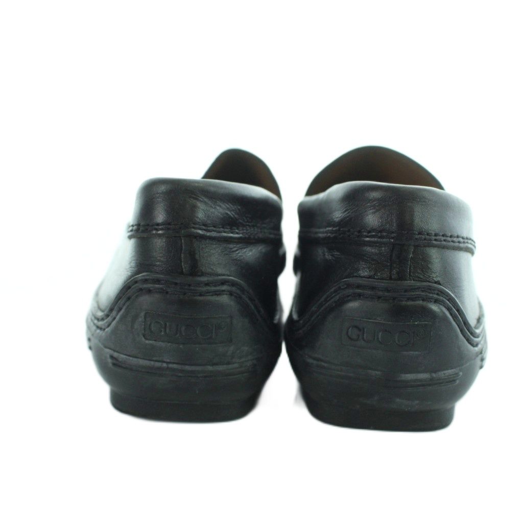 Gucci Loafers Leather Horsebit Square Toe Logo 6.5 Black — view 5