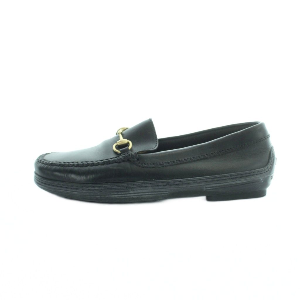 Gucci Loafers Leather Horsebit Square Toe Logo 6.5 Black — view 2