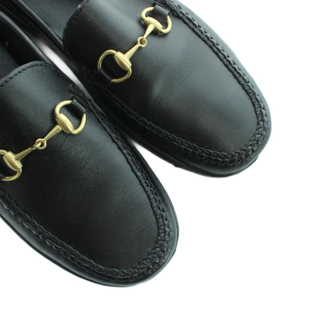 Gucci Loafers Leather Horsebit Square Toe Logo 6.5 Black — view 3