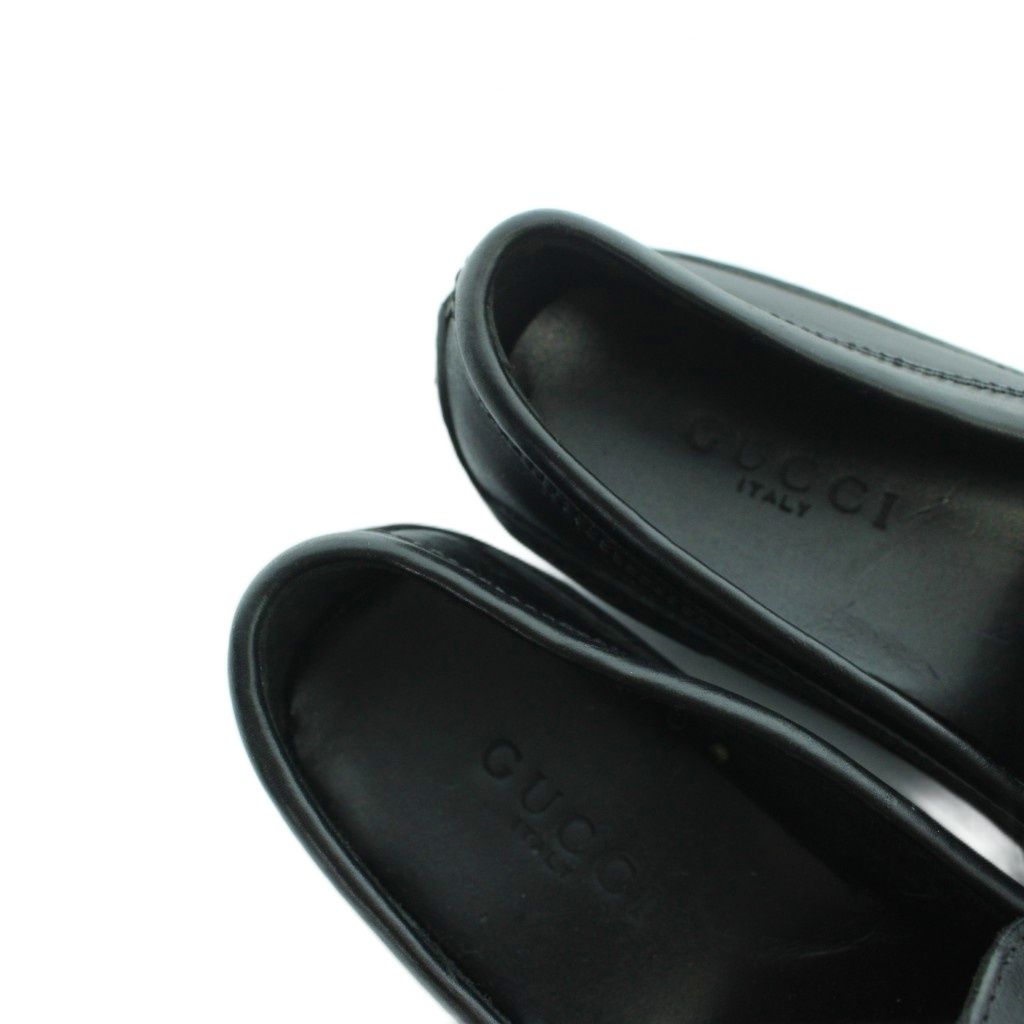 Gucci Loafers Leather Horsebit Square Toe Logo 6.5 Black — view 4