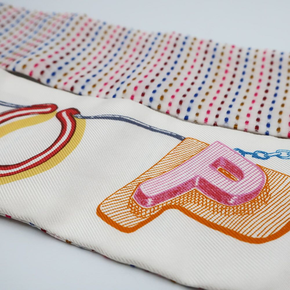 Hermes Heaven Twilly Scarf Chevaloscope Neon Off White Multicolor — view 8