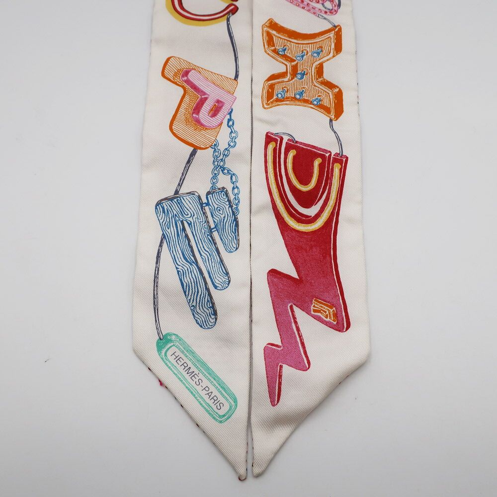 Hermes Heaven Twilly Scarf Chevaloscope Neon Off White Multicolor — view 3