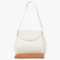 Loewe Leather Shoulder Bag Calfskin Musical Note Shape Metal White Flap