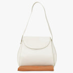 Loewe Leather Shoulder Bag Calfskin Musical Note Shape Metal White Flap