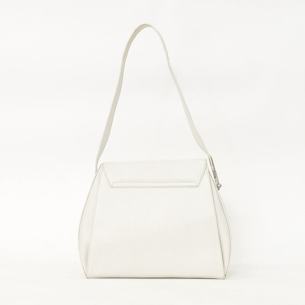 Loewe Leather Shoulder Bag Calfskin Musical Note Shape Metal White Flap — view 3