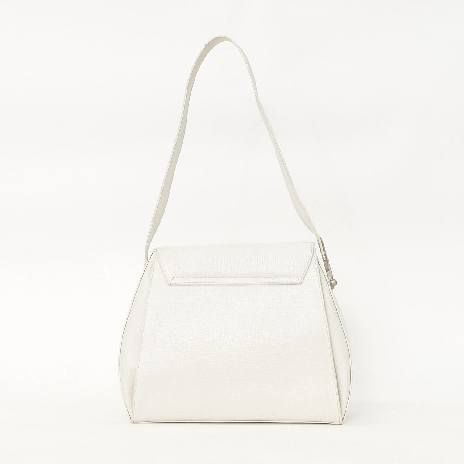 Loewe Leather Shoulder Bag Calfskin Musical Note Shape Metal White Flap — view 3