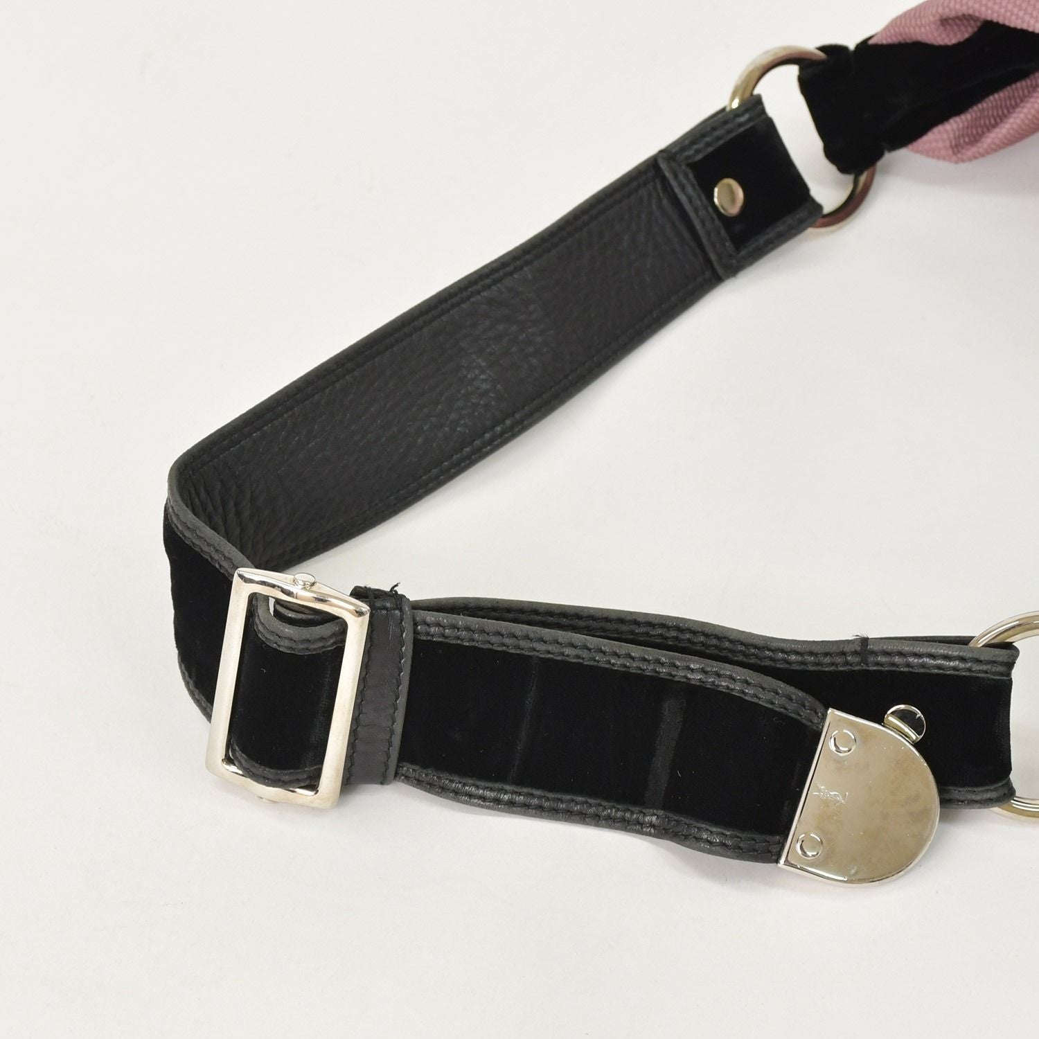 Saint Laurent Yves Monsaba Shoulder Bag Pink Canvas — view 7