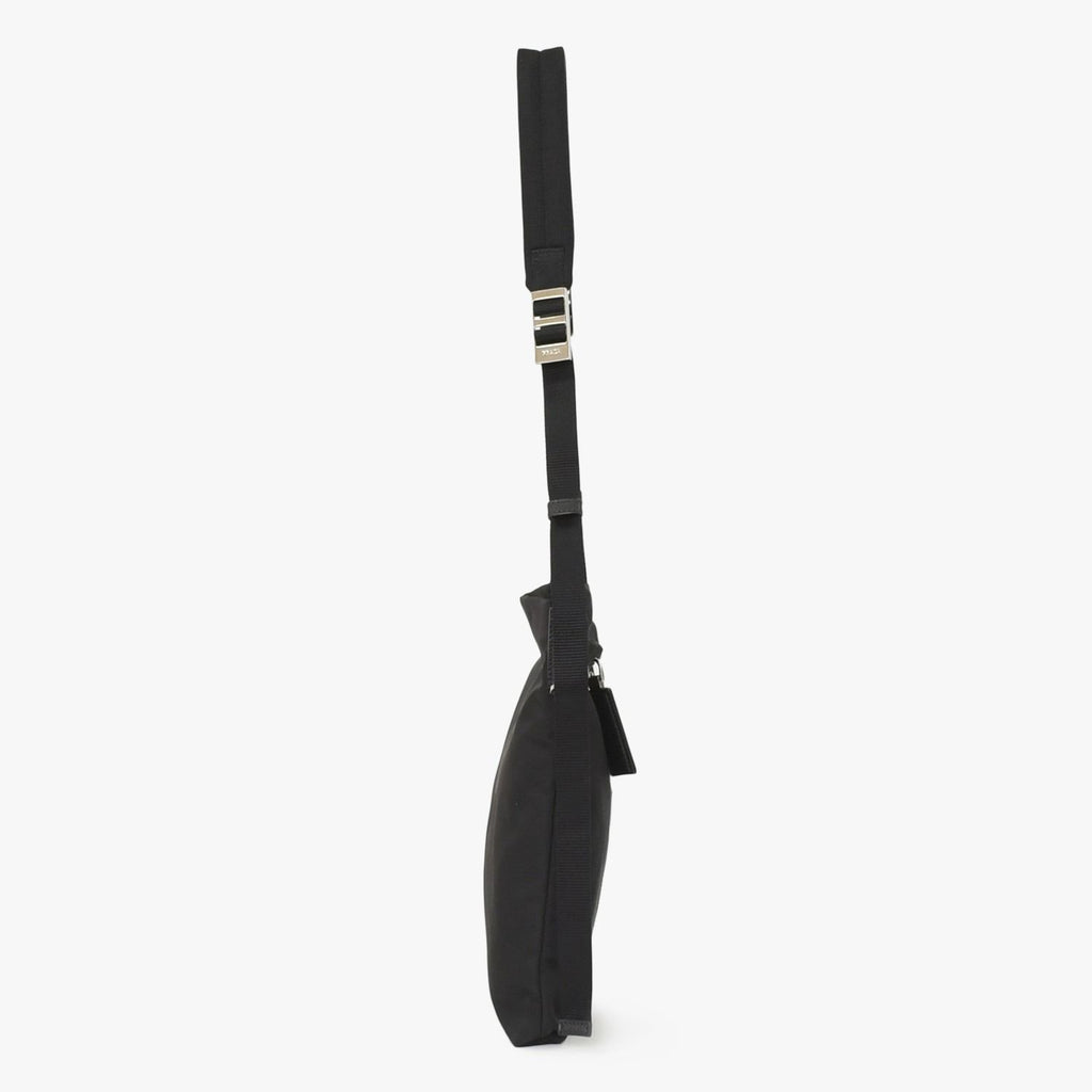 Prada Shoulder Bag Triangle Logo Black Silver Nylon Leather — view 4