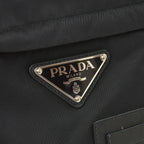 Prada Shoulder Bag Triangle Logo Black Silver Nylon Leather — view 5