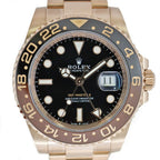 Rolex GMT Master 2 Black Watch 18k Pink Gold Automatic Winding
