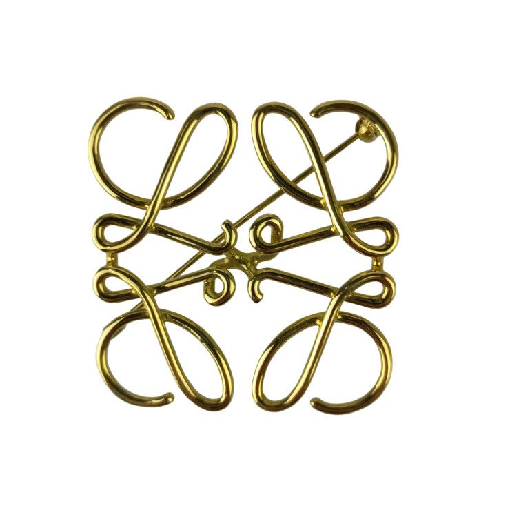 Loewe Brooch Anagram Gold Metal