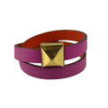Hermes Bracelet Infini Purple Red Leather Double Strand Gold
