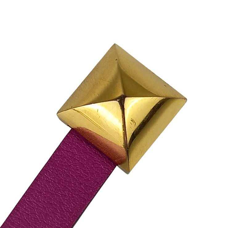 Hermes Bracelet Infini Purple Red Leather Double Strand Gold — view 8