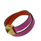 Hermes Bracelet Infini Purple Red Leather Double Strand Gold — view 2