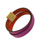 Hermes Bracelet Infini Purple Red Leather Double Strand Gold — view 3
