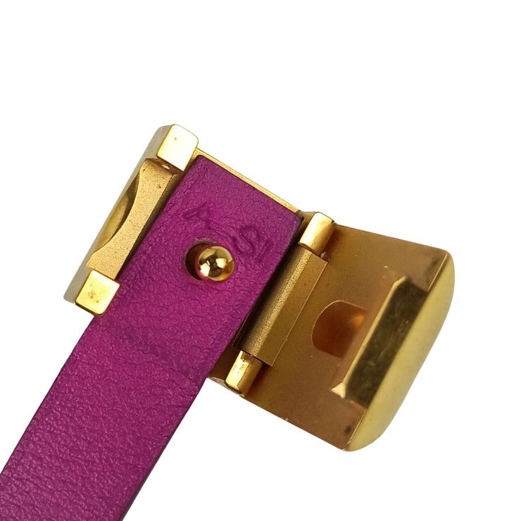 Hermes Bracelet Infini Purple Red Leather Double Strand Gold — view 9