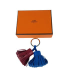 Hermes Key Holder Carmen Unodos Blue Red Leather Key Ring Silver — view 7