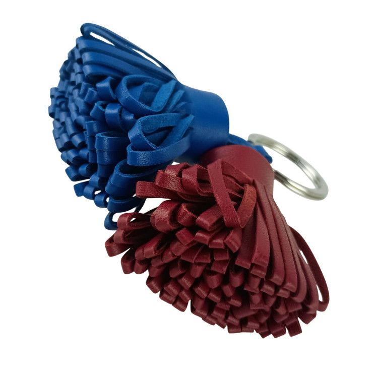 Hermes Key Holder Carmen Unodos Blue Red Leather Key Ring Silver — view 4