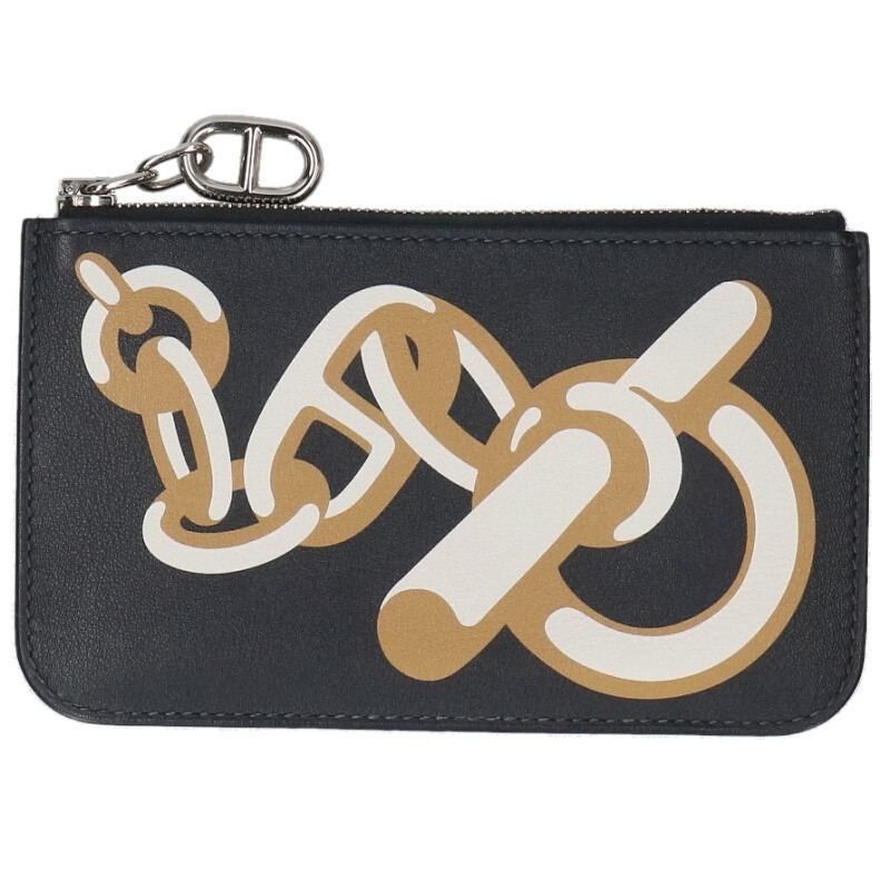 Hermes Zip Azap Swift Leather Card Case with Chaine D'ancre Charm