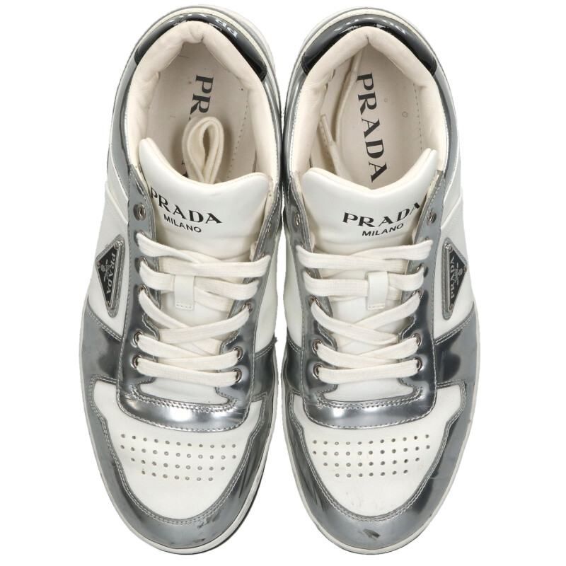 Prada Triangle Logo Low Cut Sneakers — view 4