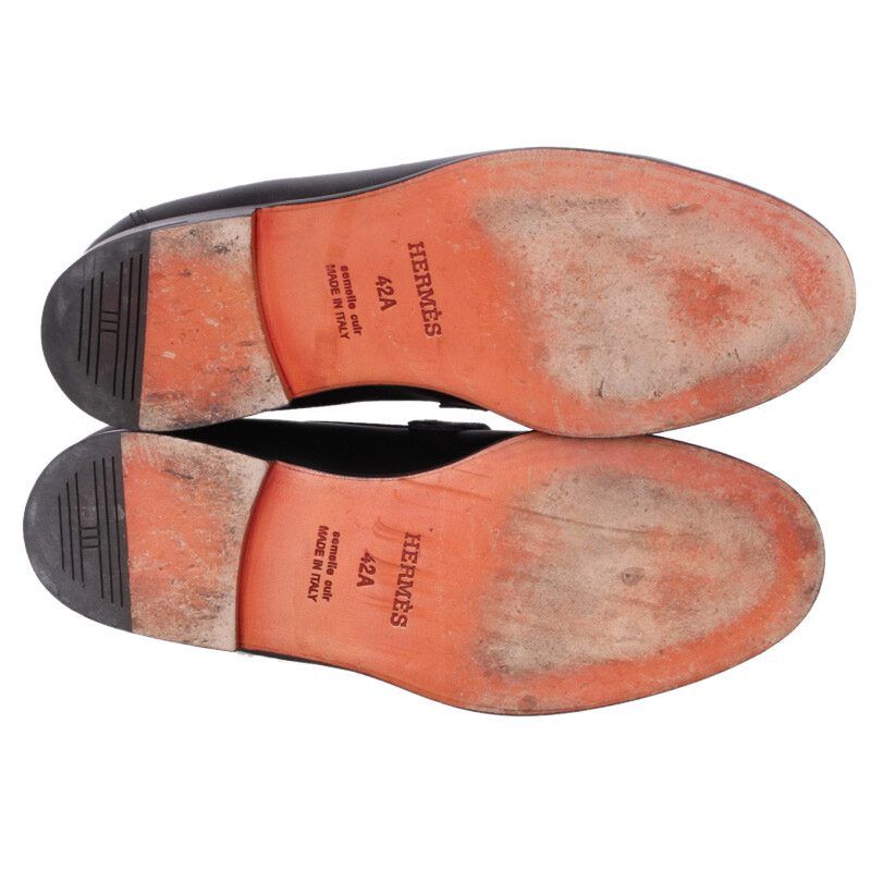 Hermes Destin Kelly Buckle Leather Moccasin Shoes — view 3
