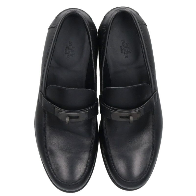 Hermes Destin Kelly Buckle Leather Moccasin Shoes — view 4