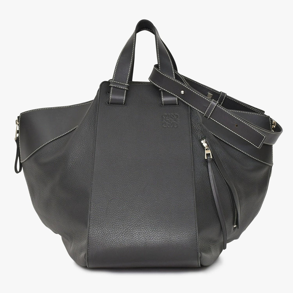 Loewe Hammock Large Shoulder Bag Leather Black Silver