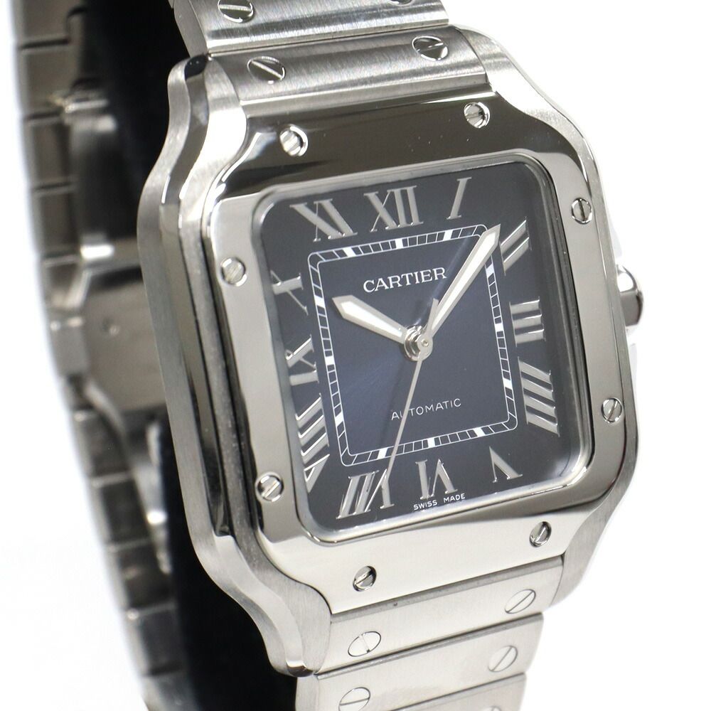 Cartier Santos de Cartier MM SS Blue Automatic Winding Watch — view 3