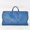 Louis Vuitton Epi Keepall 55 Boston Bag Leather Blue Logo