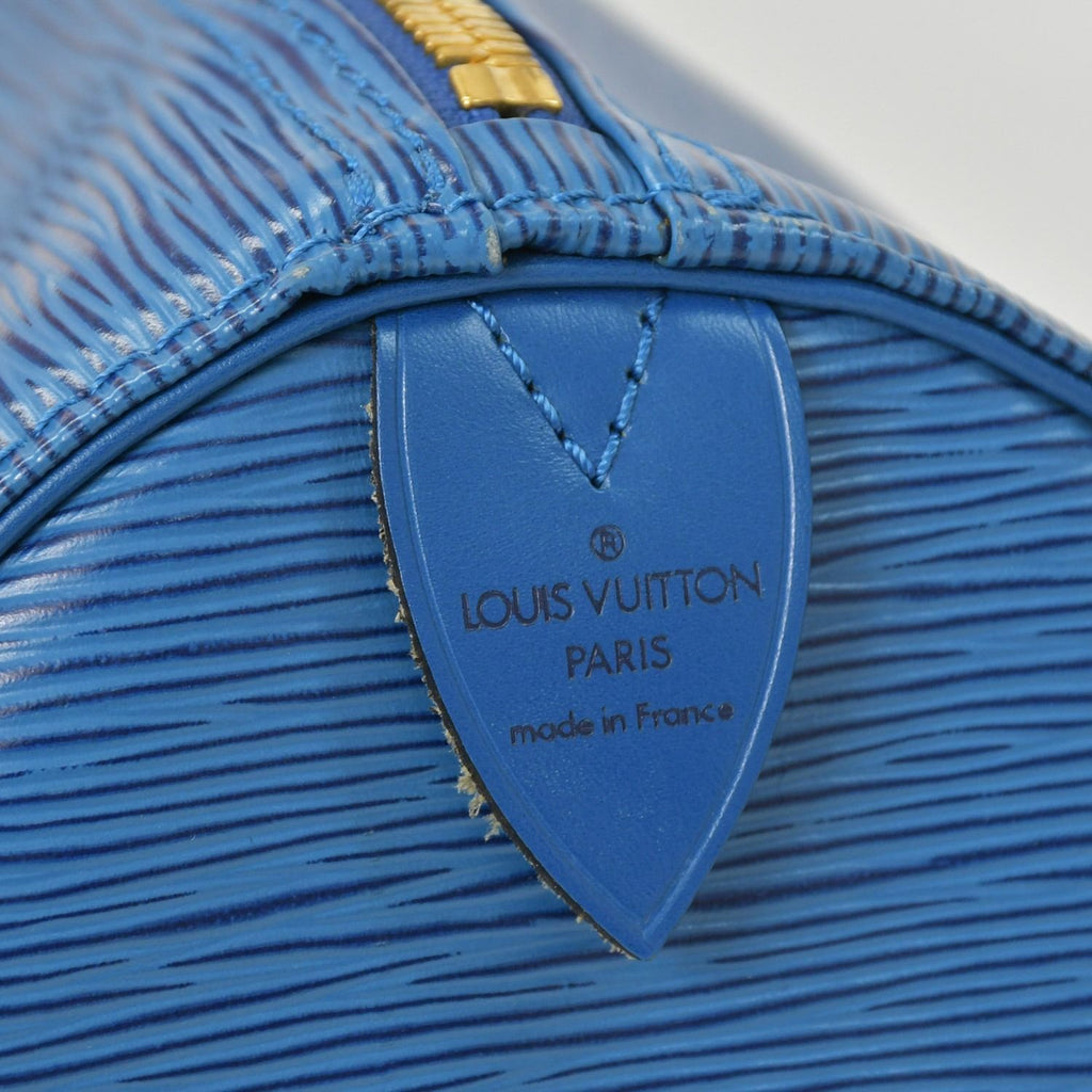 Louis Vuitton Epi Keepall 55 Boston Bag Leather Blue Logo — view 8