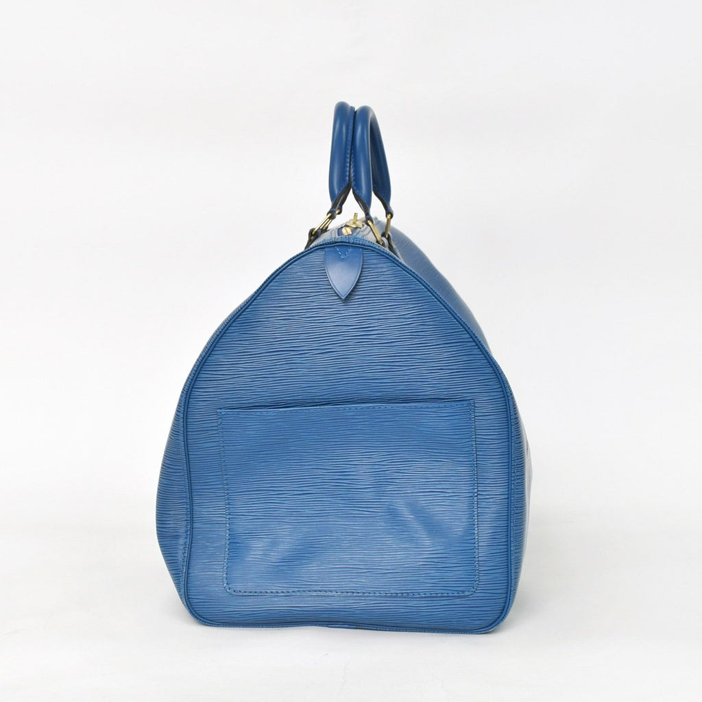 Louis Vuitton Epi Keepall 55 Boston Bag Leather Blue Logo — view 4