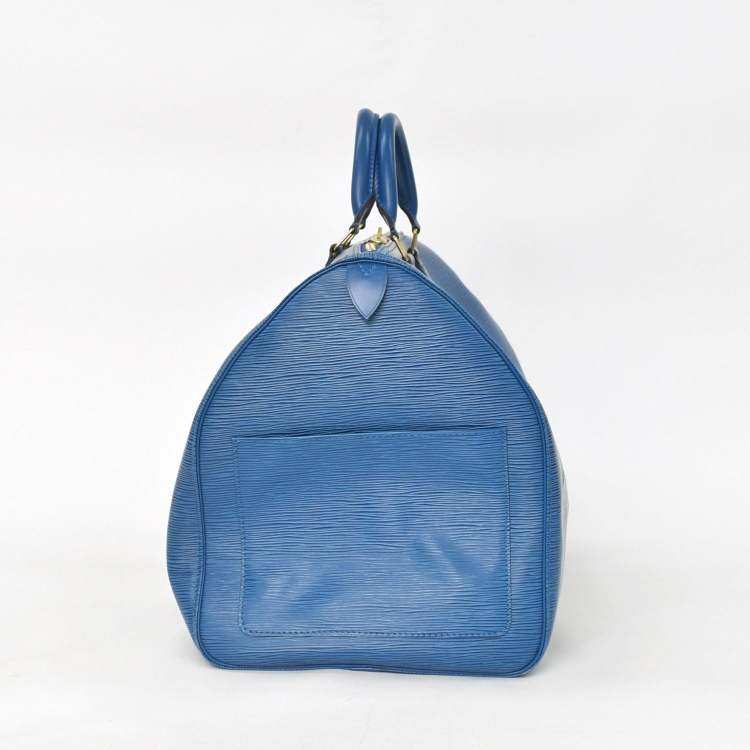 Louis Vuitton Epi Keepall 55 Boston Bag Leather Blue Logo — view 4
