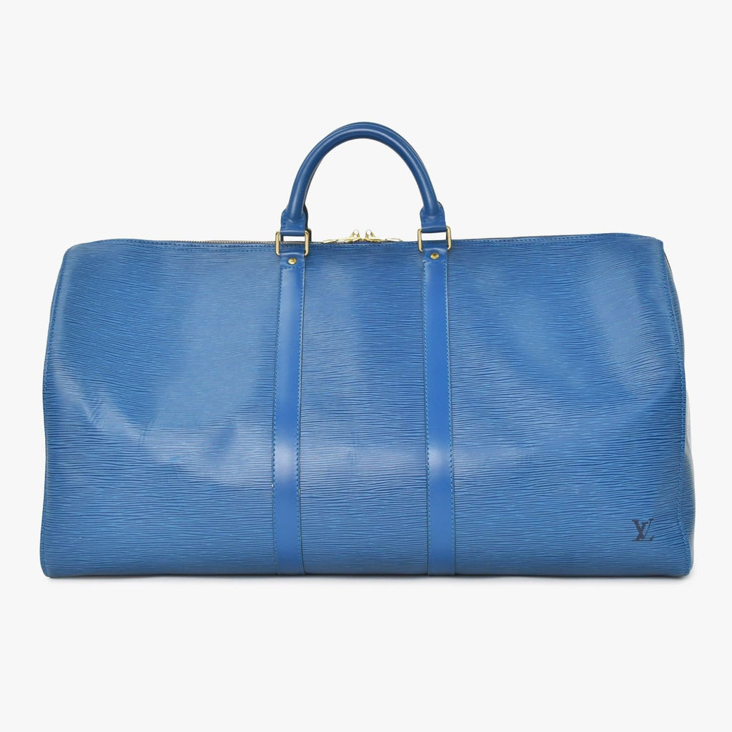 Louis Vuitton Epi Keepall 55 Boston Bag Leather Blue Logo — view 3