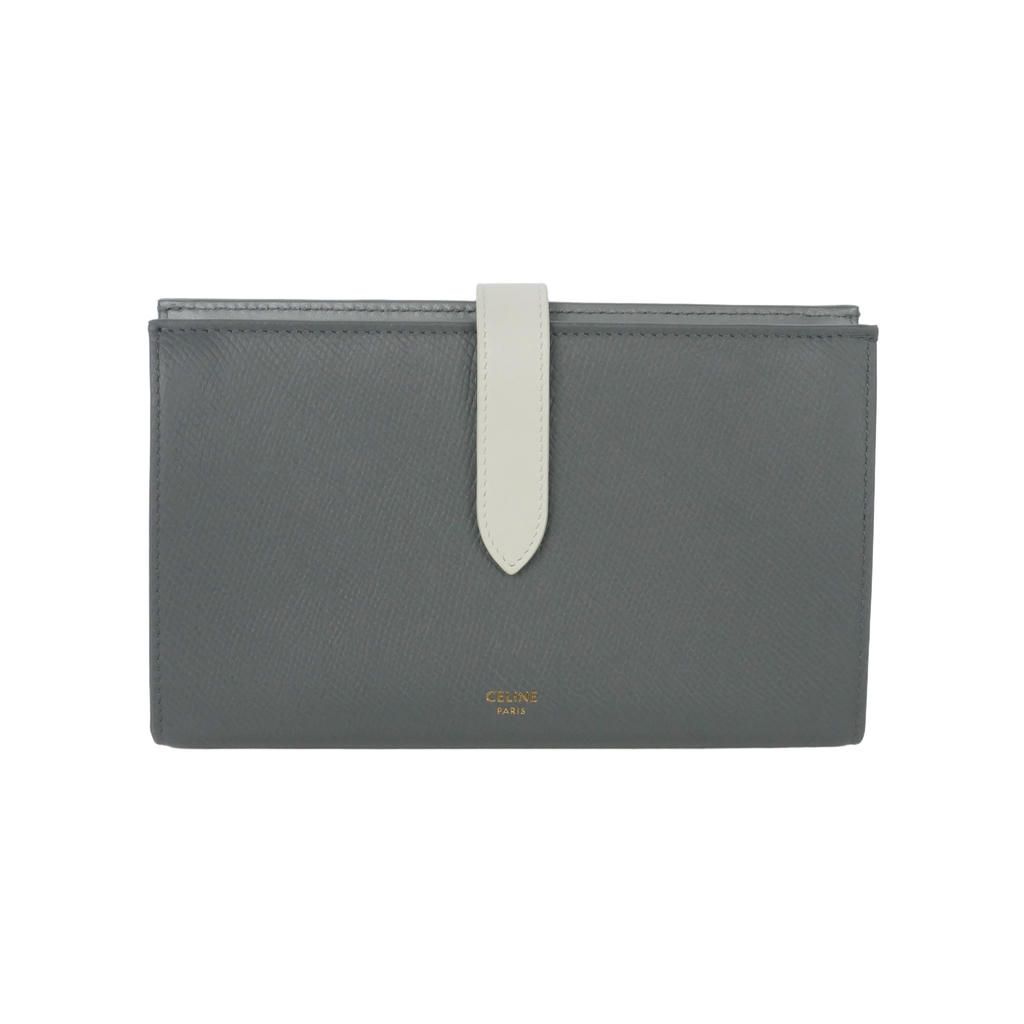 Celine Large Strap Wallet Bifold Logo Foiing Gray