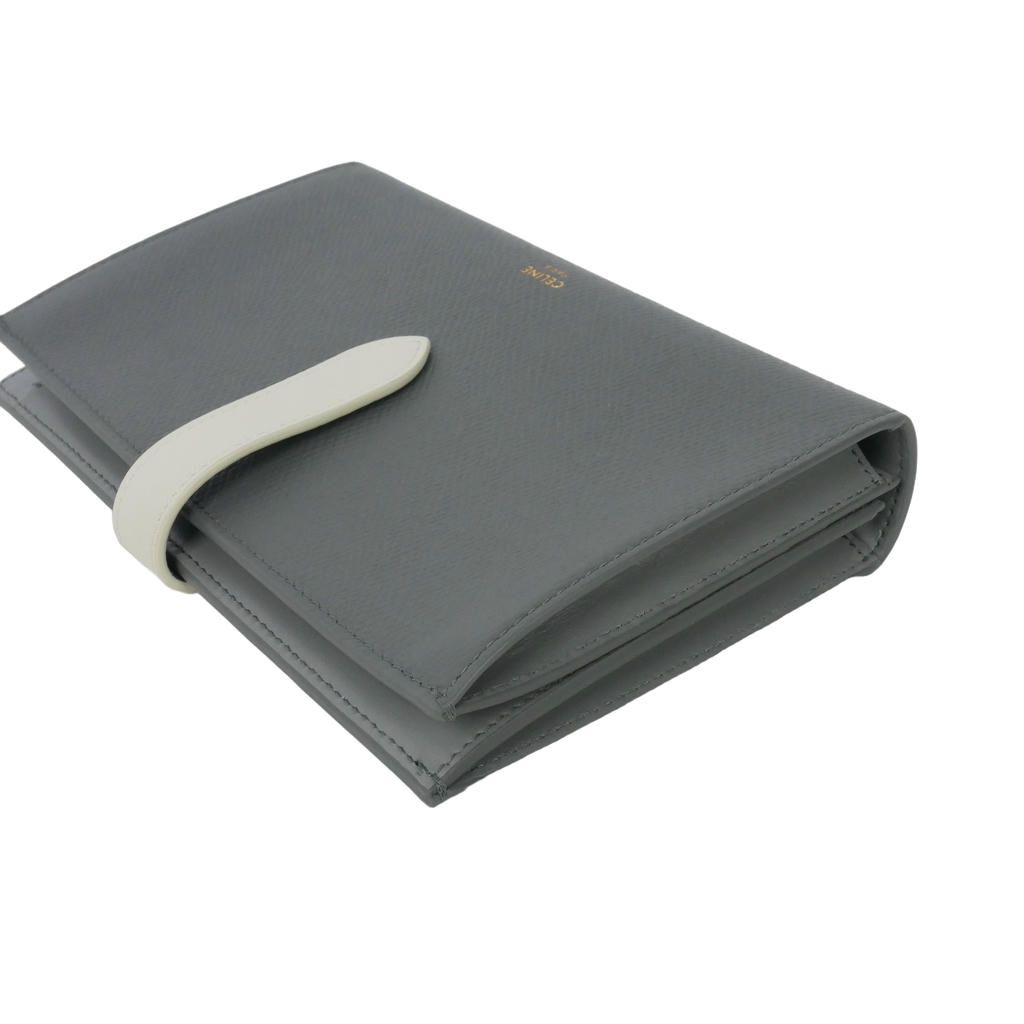 Celine Large Strap Wallet Bifold Logo Foiing Gray — view 4